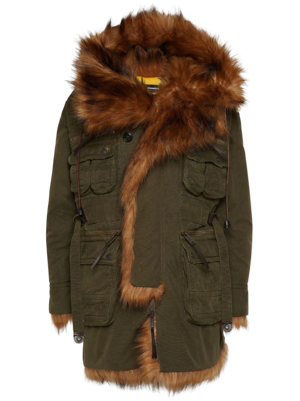DSQUARED2 人造皮草棉风衣 - 绿色