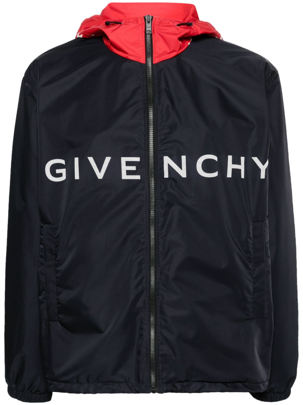 Givenchy logo印花连帽夹克 - 蓝色