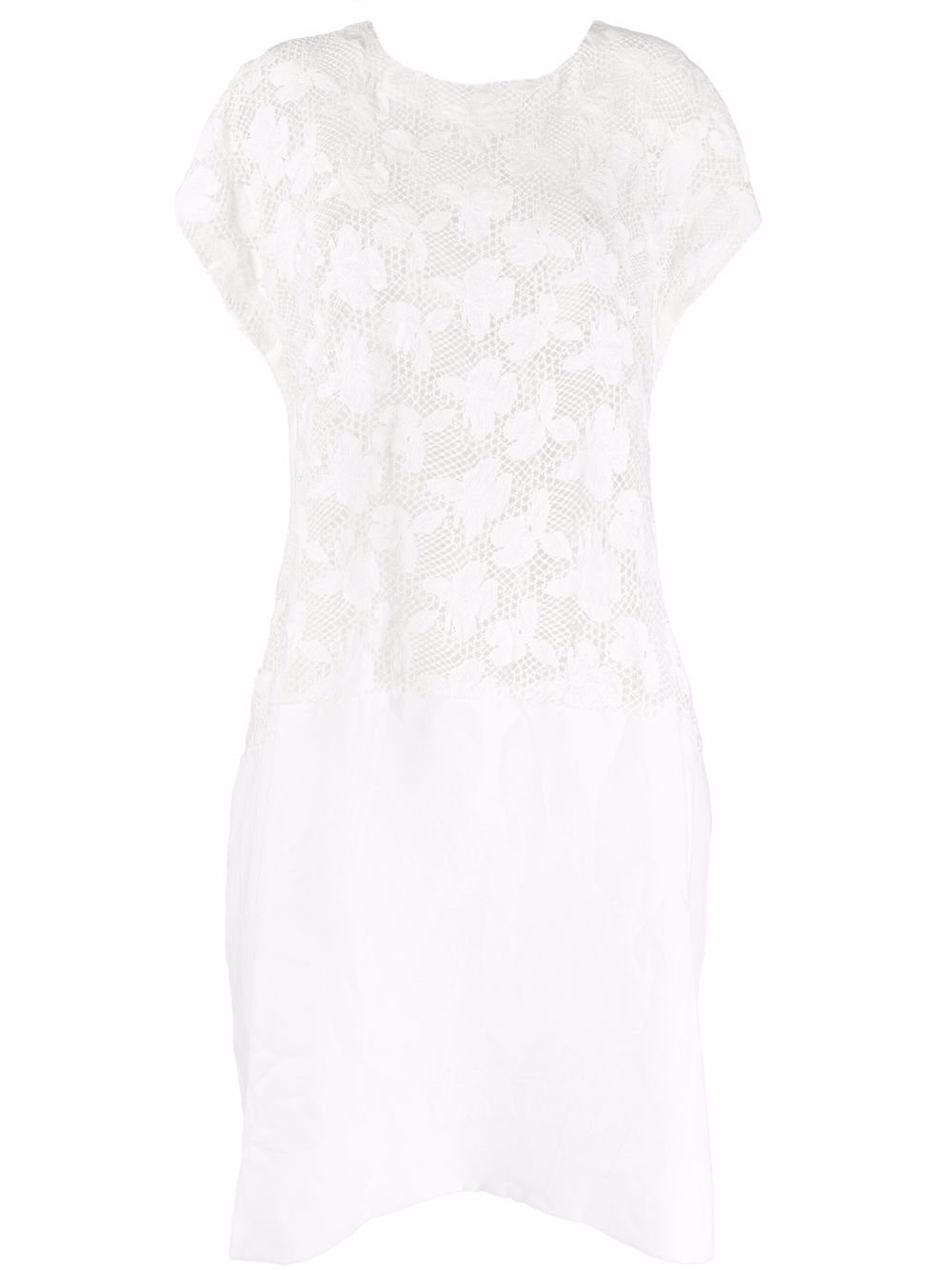 Comme Des Garçons Comme Des Garçons 花卉刺绣网面连衣裙 - 白色