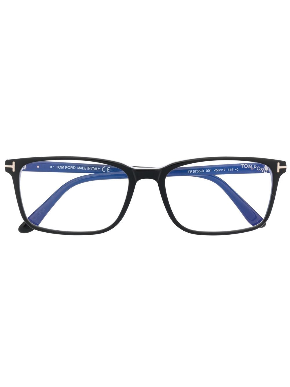 TOM FORD Eyewear 拼色长方形镜框眼镜 - 黑色