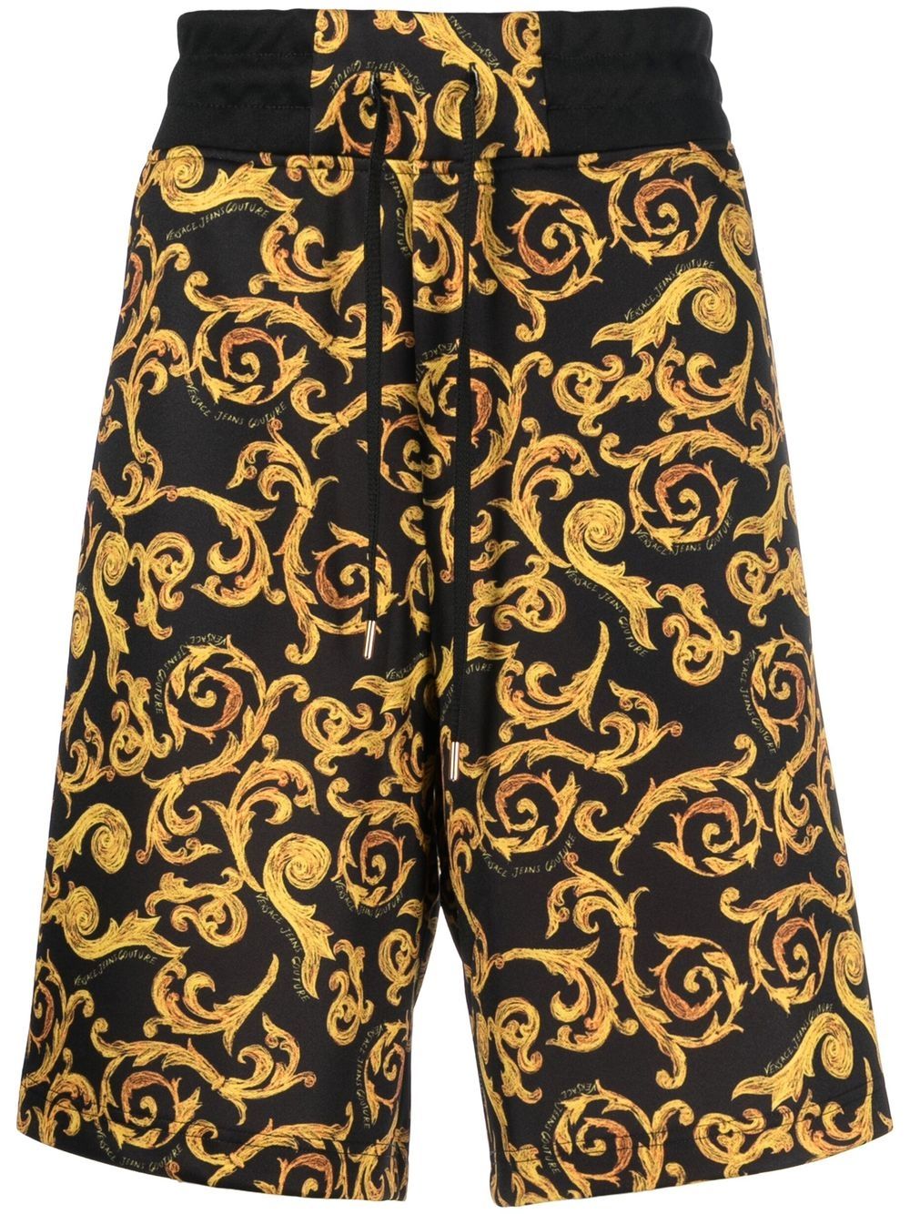Versace Jeans Couture 巴洛克印花及膝短裤 - 黑色