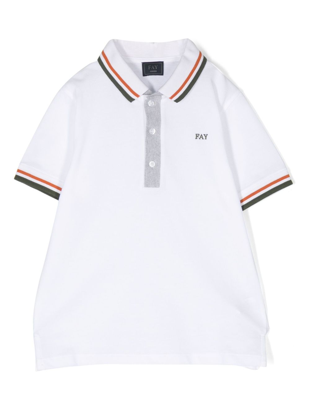 Fay Kids logo刺绣polo衫 - 白色