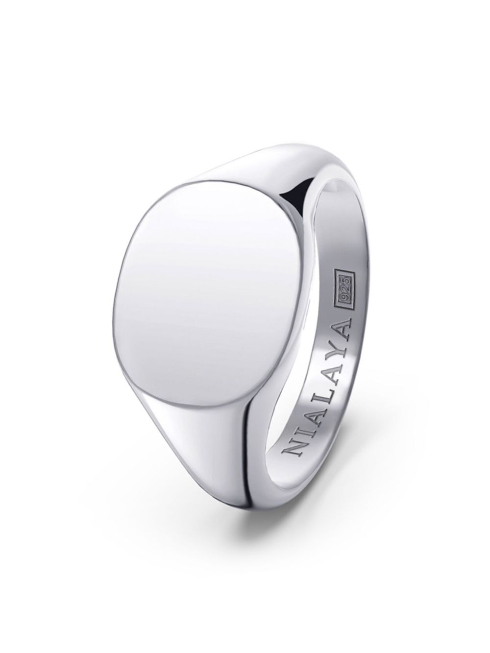 Nialaya Jewelry logo雕刻图章戒指 - 银色