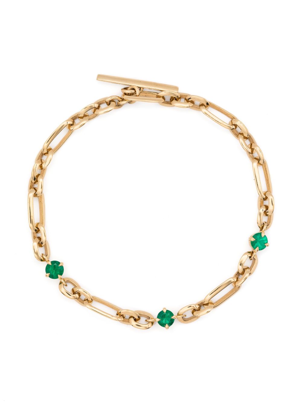 Lizzie Mandler Fine Jewelry 18K祖母绿手链 - 黄色