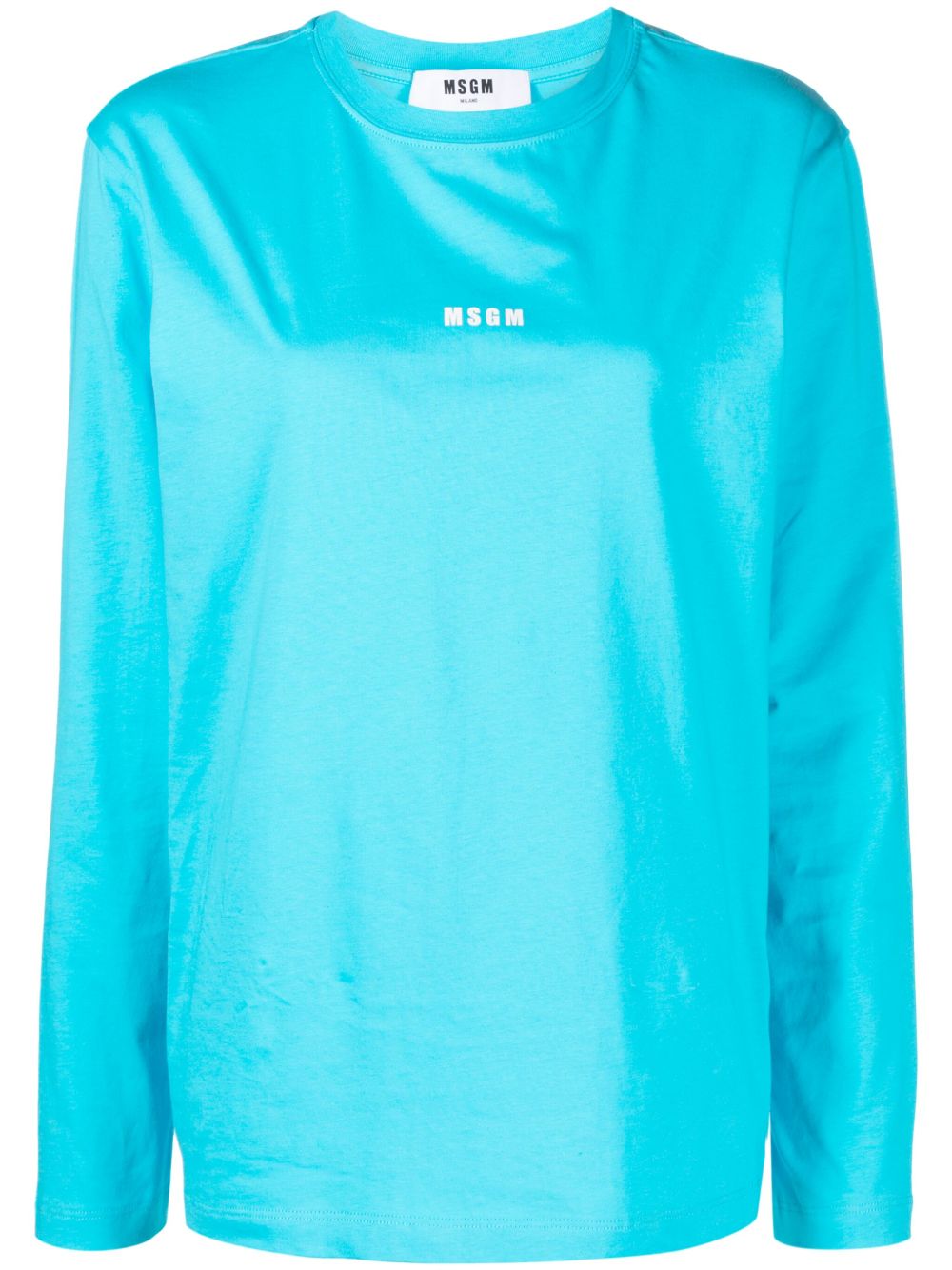 MSGM logo印花棉T恤 - 蓝色