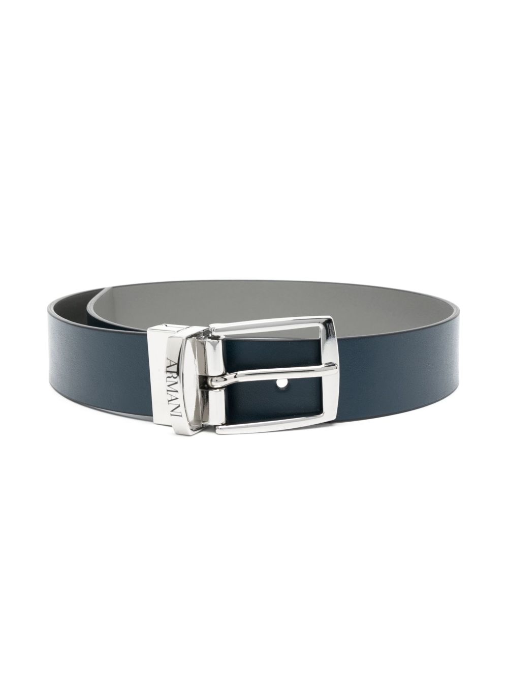 Emporio Armani Kids logo雕刻人造皮革腰带 - 蓝色