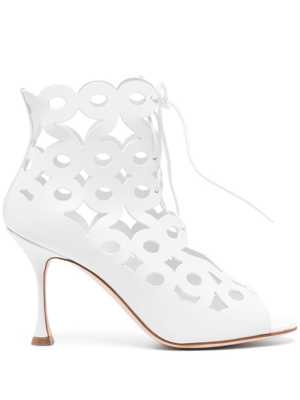 Manolo Blahnik Taralo 镂空短靴 - 白色