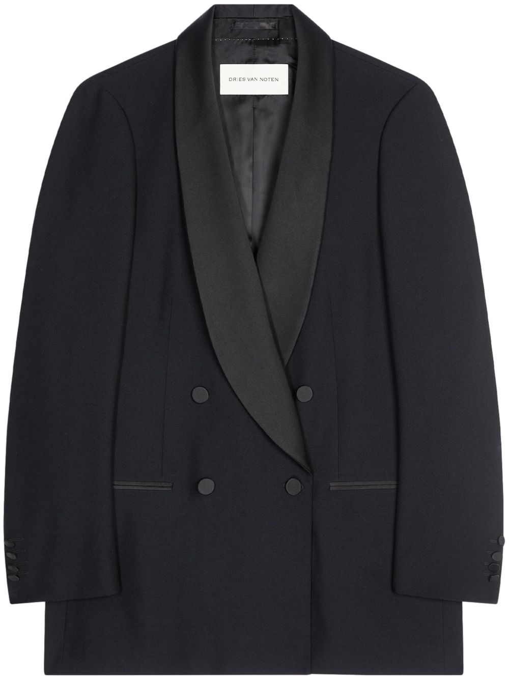 DRIES VAN NOTEN 双排扣塔士多西装夹克 - 黑色
