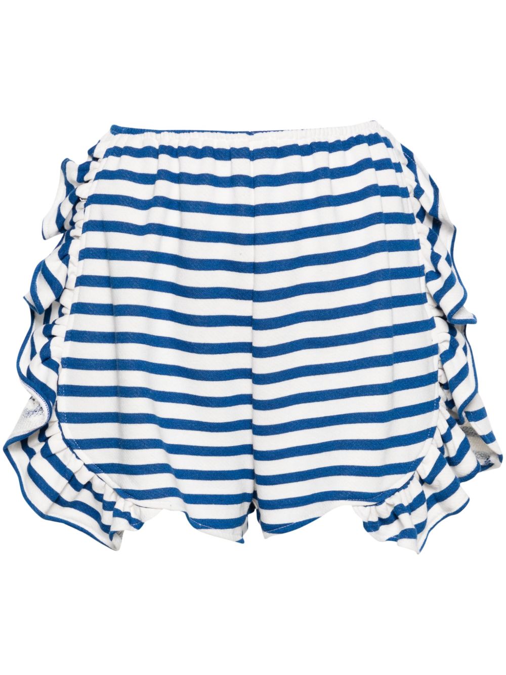 Ioana Ciolacu Striped Peony 荷叶边短裤 - 白色