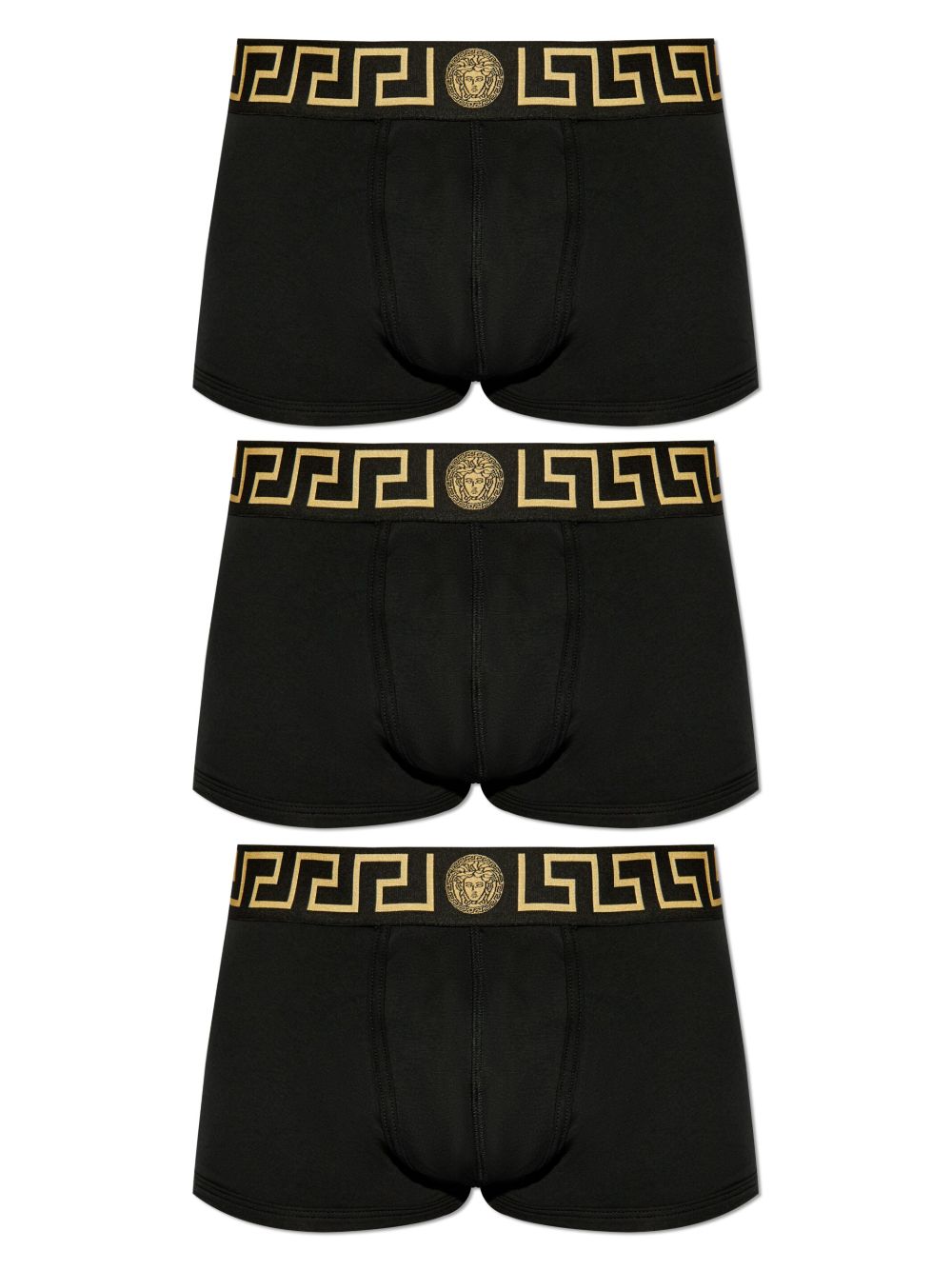 Versace Greca滚边四角裤三件装 - 黑色