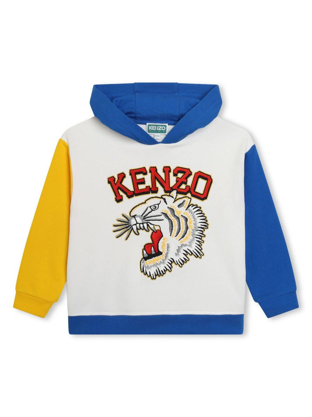 Kenzo Kids logo刺绣拼色连帽衫 - 中性色