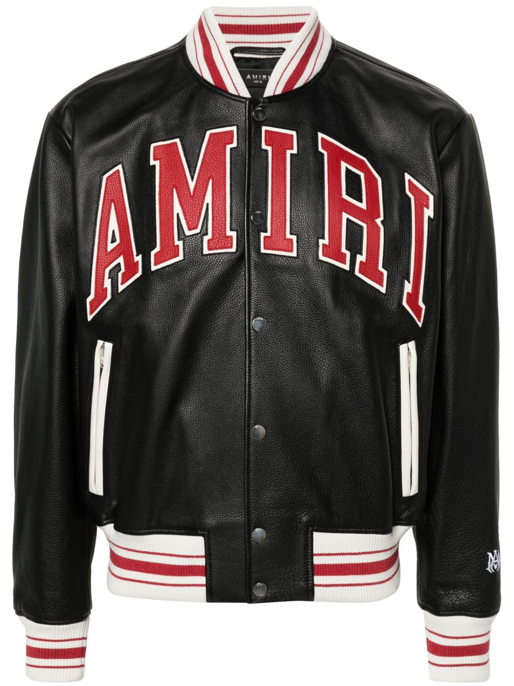 AMIRI logo贴花皮质飞行员夹克 - 黑色