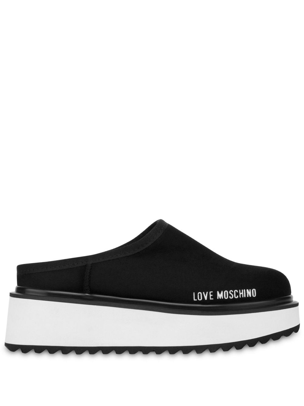 Love Moschino logo印花厚底拖鞋 - 黑色