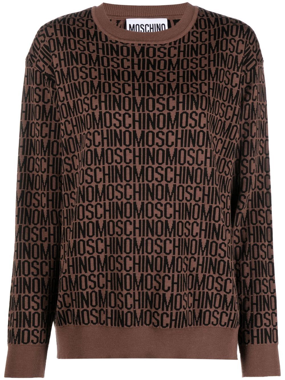 Moschino logo印花圆领卫衣 - 褐色