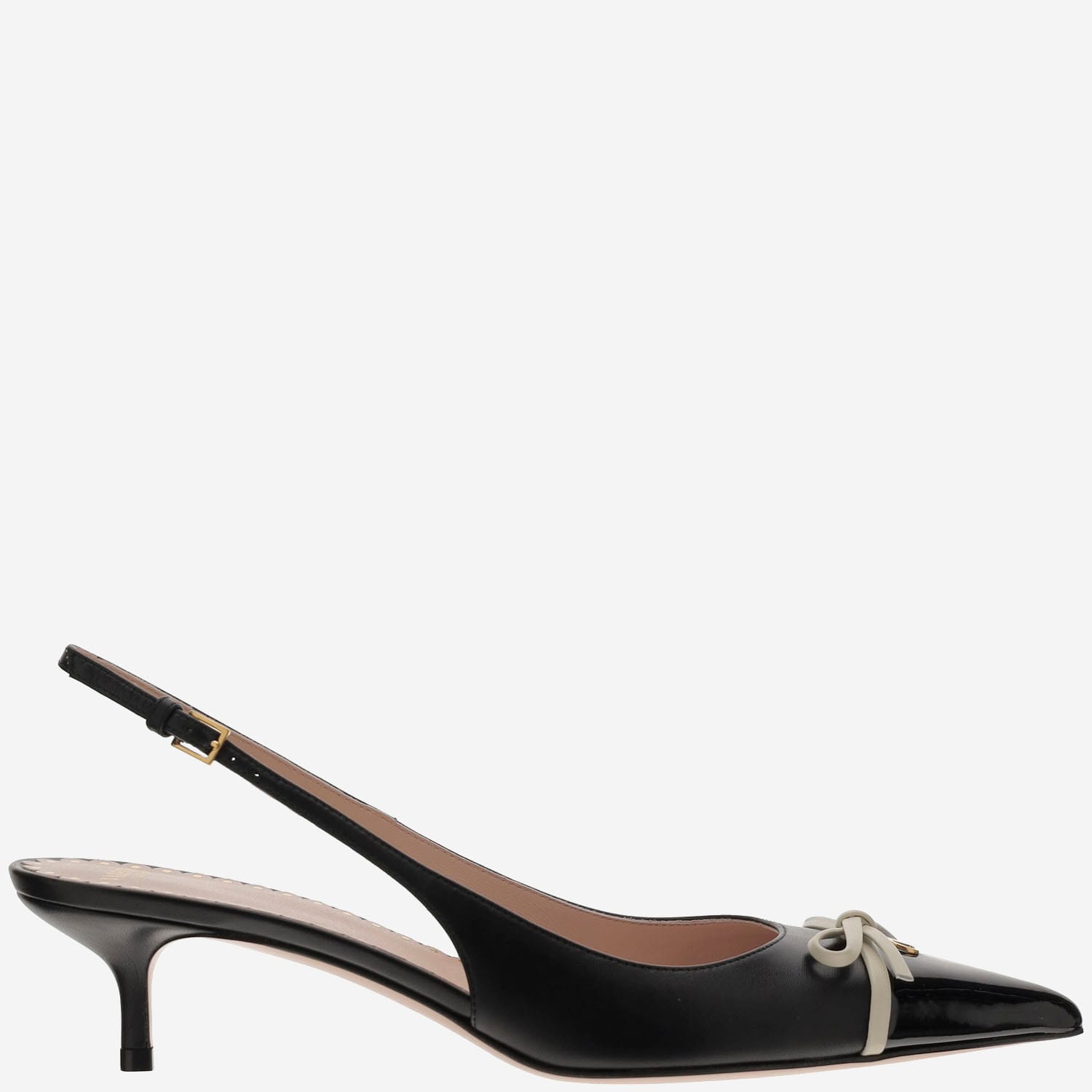 Valentino Garavani 黑色皮革Vlogo高跟鞋