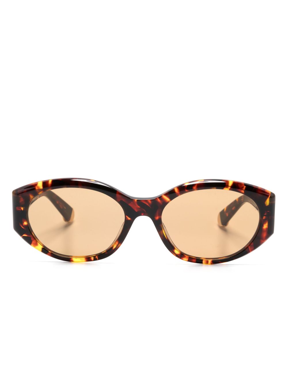 Stella McCartney Eyewear 玳瑁纹椭圆框太阳眼镜 - 褐色