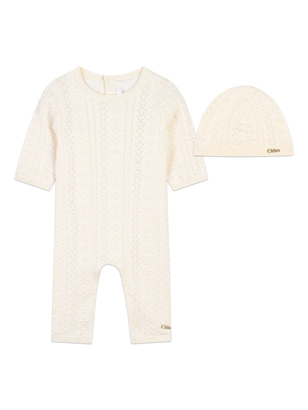 Chloé Kids 针织连体衣套装 - 中性色