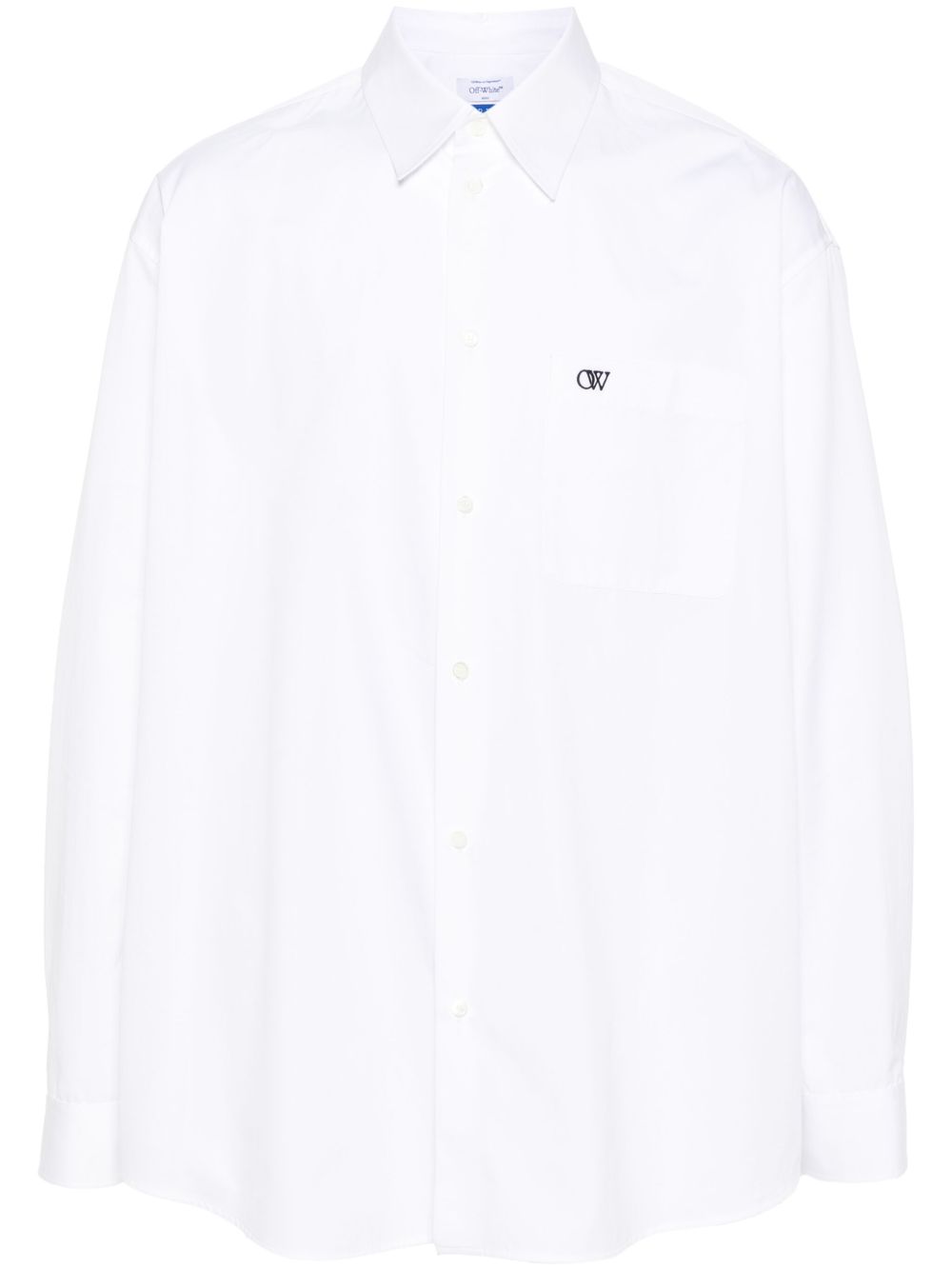 Off-White logo刺绣棉衬衫 - 白色
