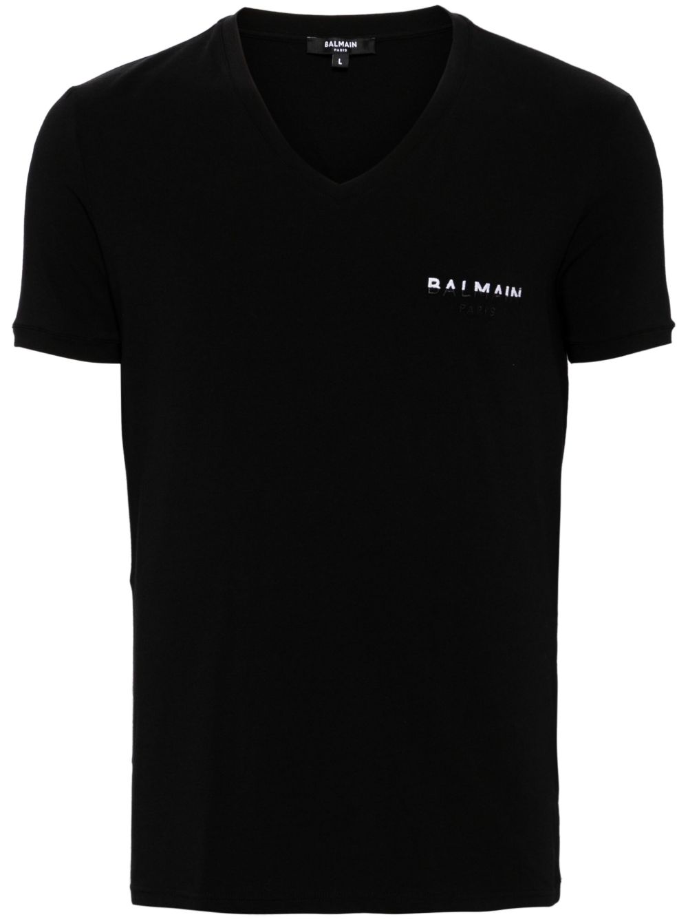 Balmain logo刺绣T恤 - 黑色