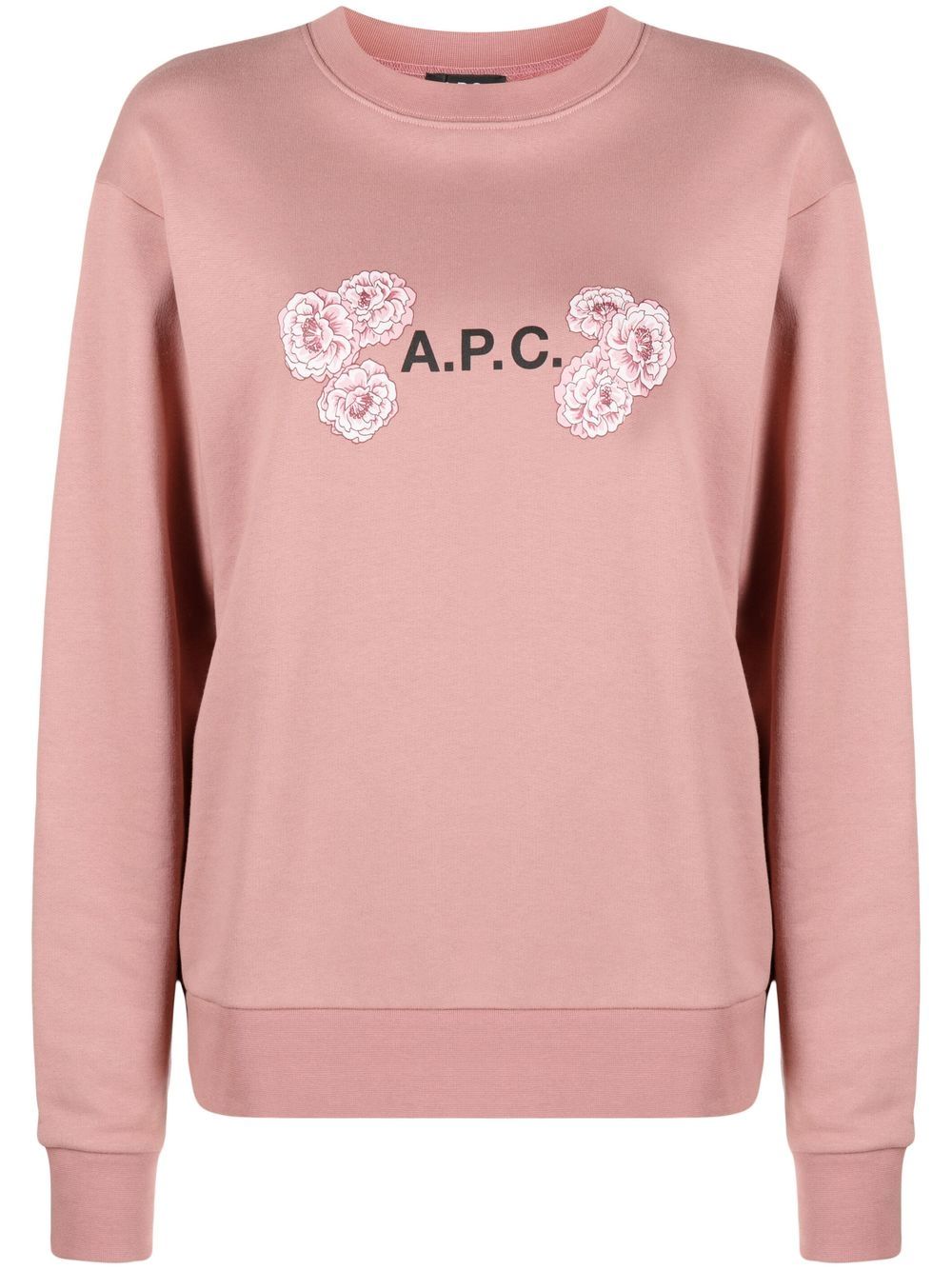 A.P.C. logo印花棉卫衣 - 粉色