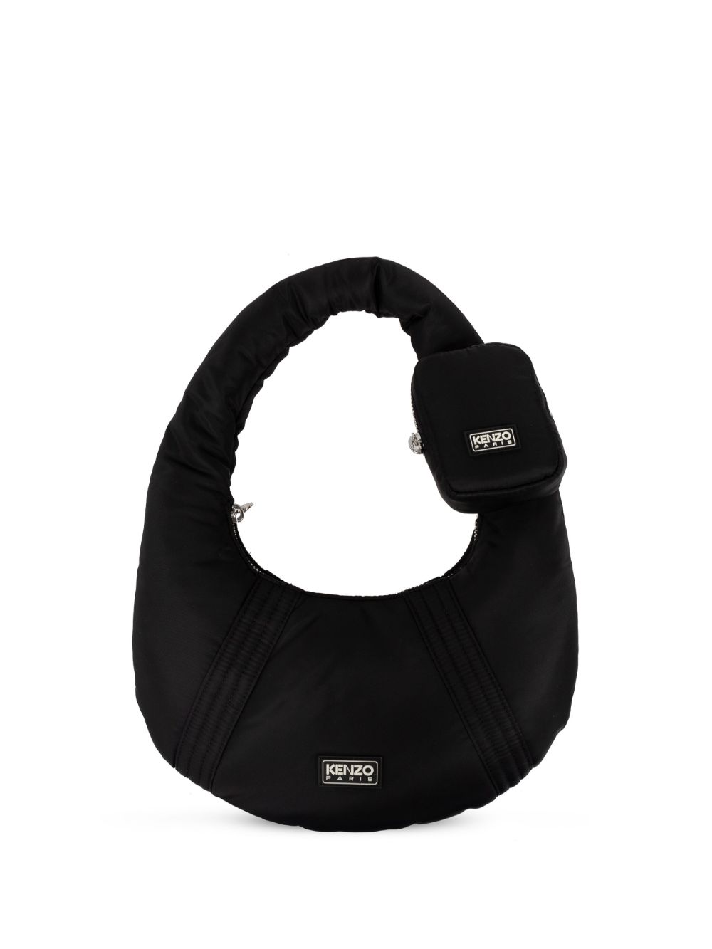 Kenzo logo贴花罗纹细节单肩包 - 黑色