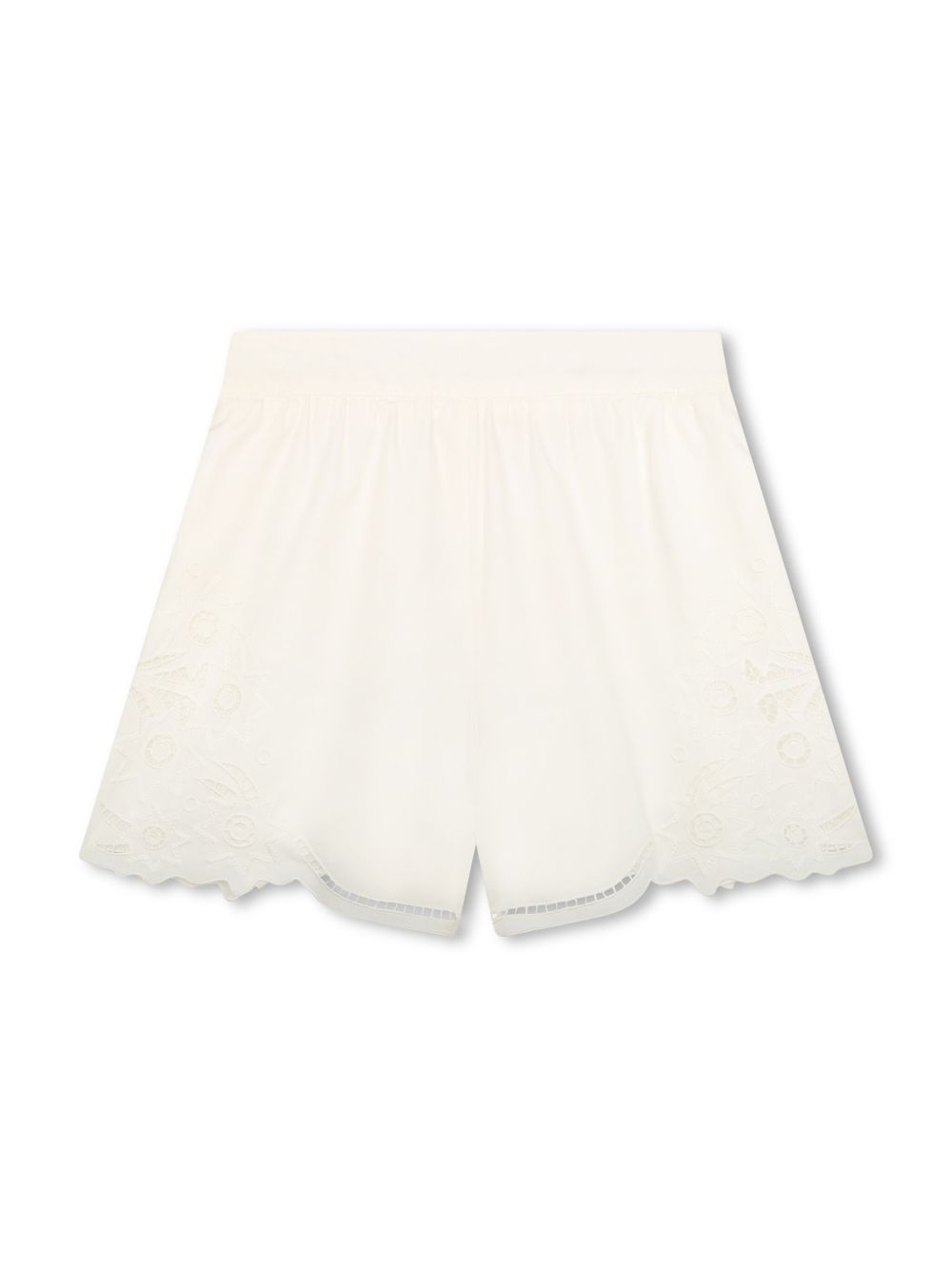 Chloé Kids 刺绣设计棉短裤 - 白色