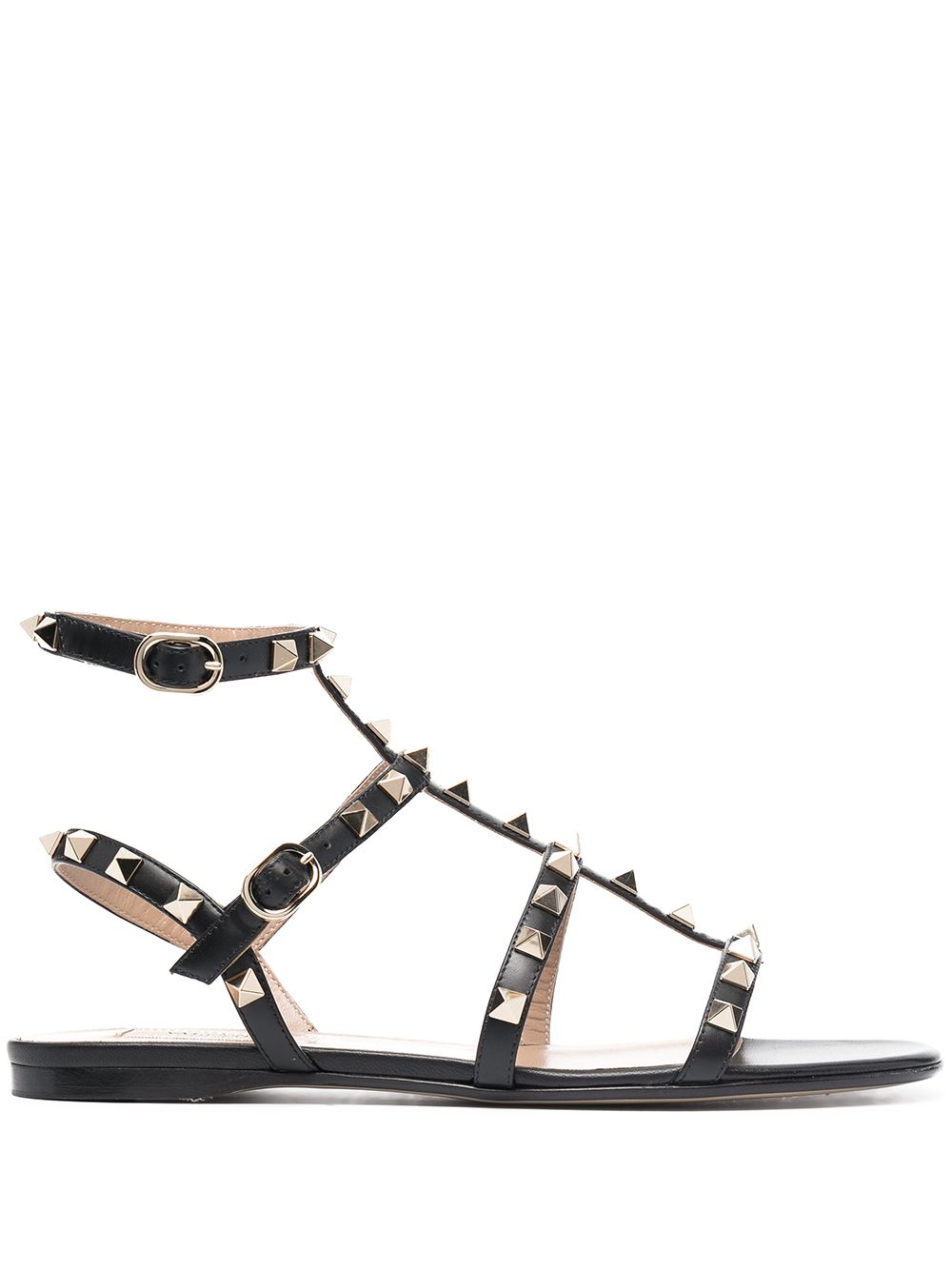 Valentino Garavani 华伦天奴 Rockstud 裹踝带凉鞋 - 黑色
