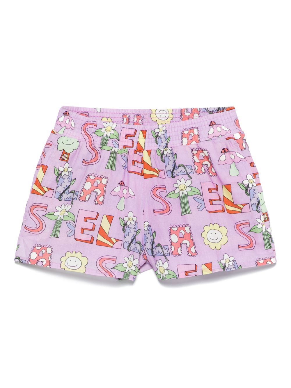 Stella McCartney Kids 图案印花短裤 - 紫色