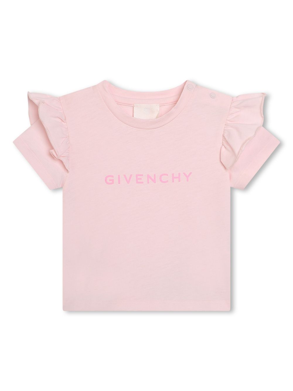 Givenchy Kids 荷叶边细节棉T恤 - 粉色