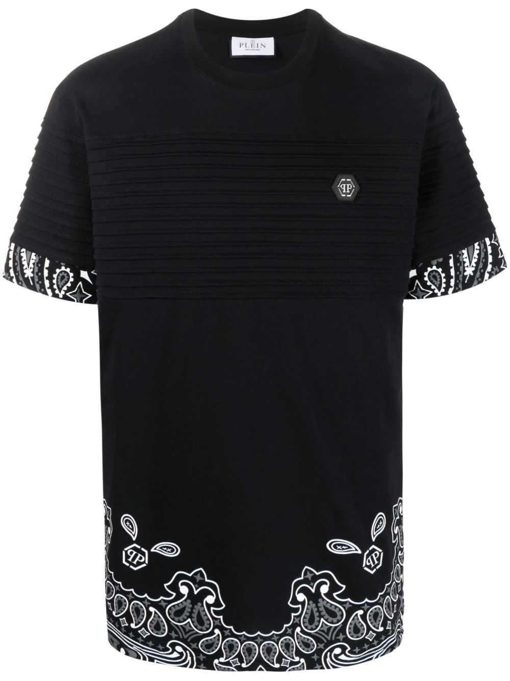 Philipp Plein 头巾印花罗纹T恤 - 黑色