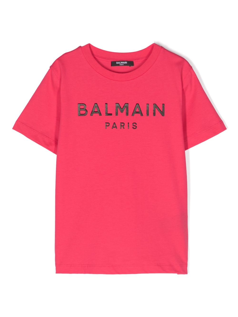 Balmain Kids logo贴花棉T恤 - 粉色