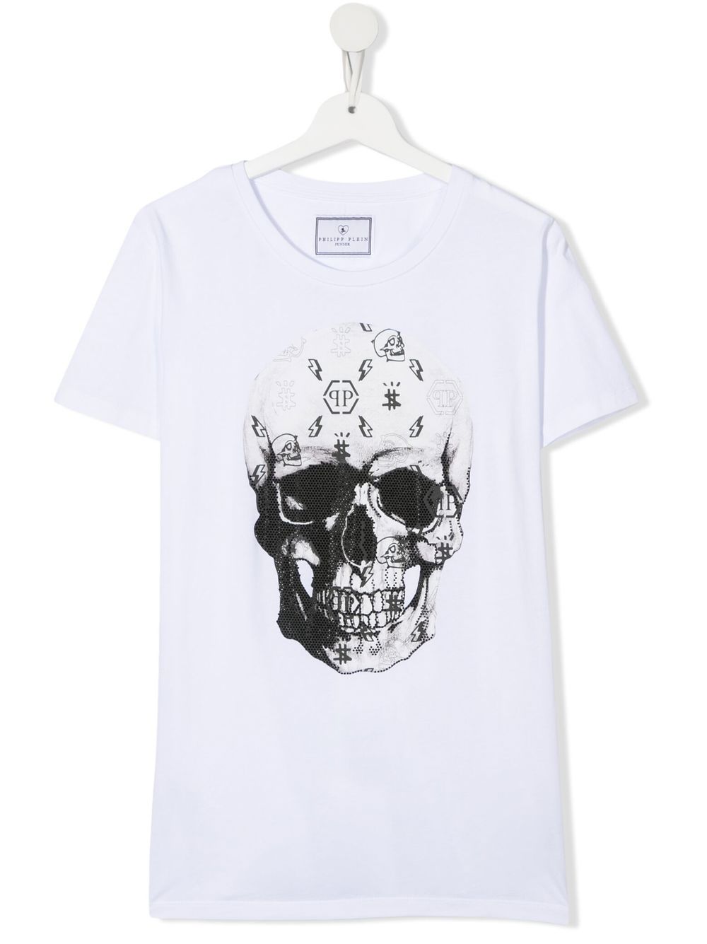 Philipp Plein Junior 骷髅头细节T恤 - 白色