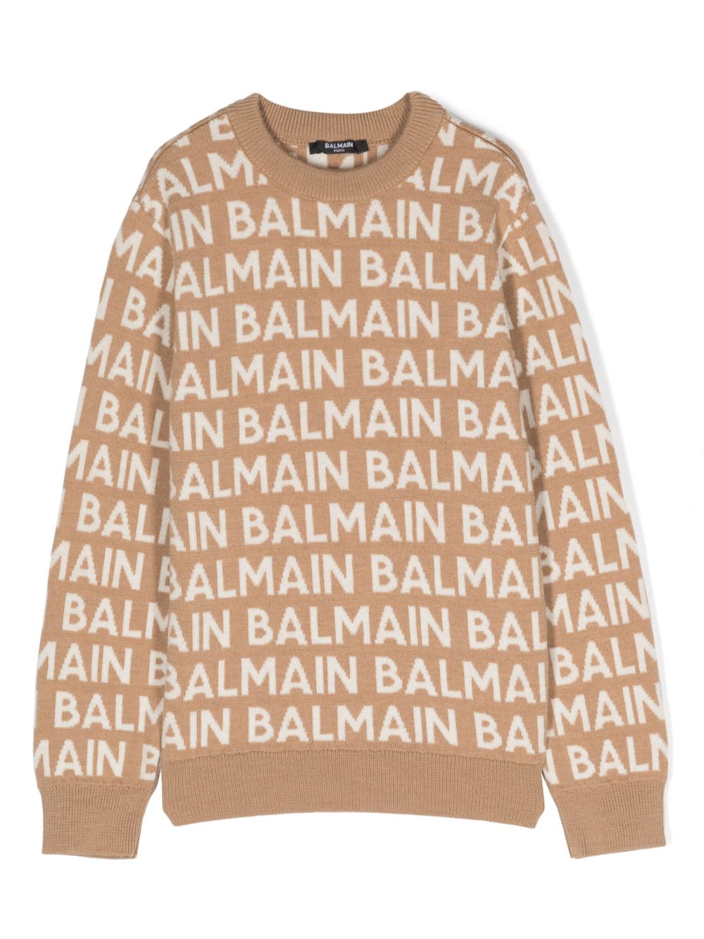 Balmain Kids logo嵌花针织毛衣 - 中性色