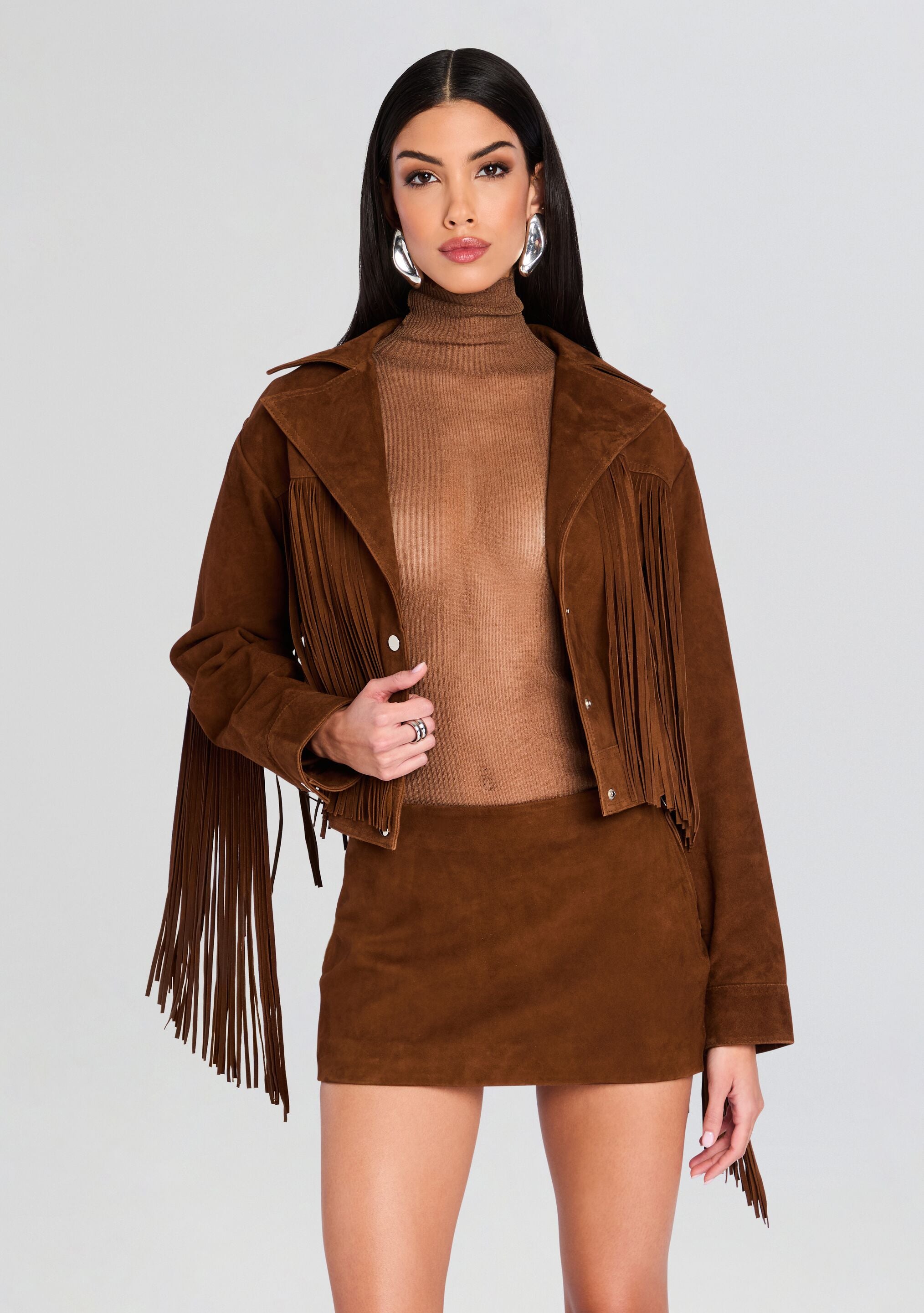 Vonda Suede Fringe Jacket