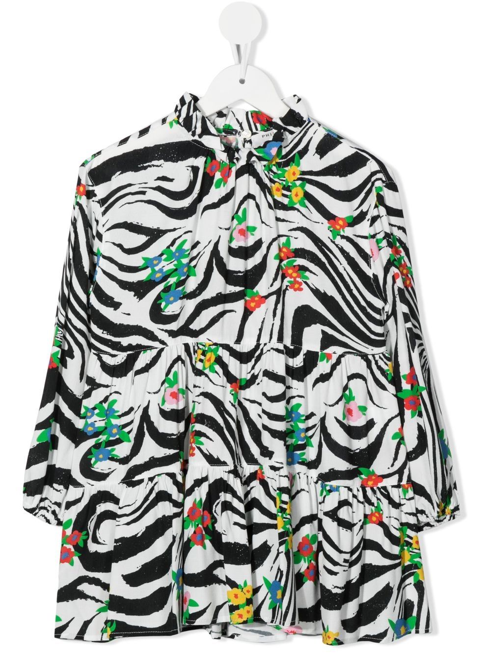 Philosophy Di Lorenzo Serafini Kids 花卉印花大理石纹连衣裙 - 白色