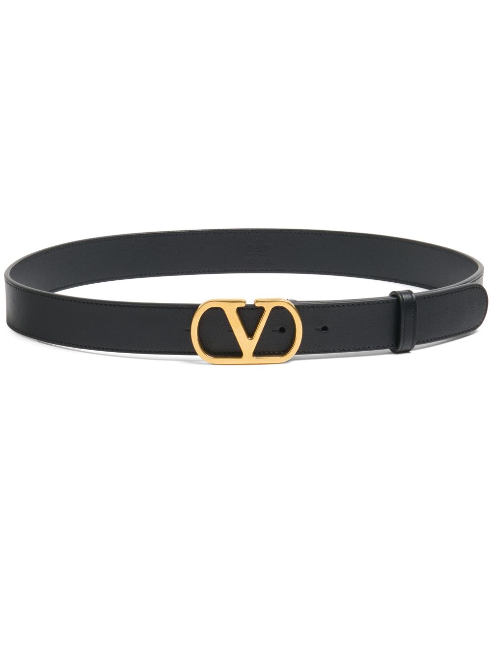 Valentino Garavani VLogo Signature 皮质腰带（30毫米） - 黑色