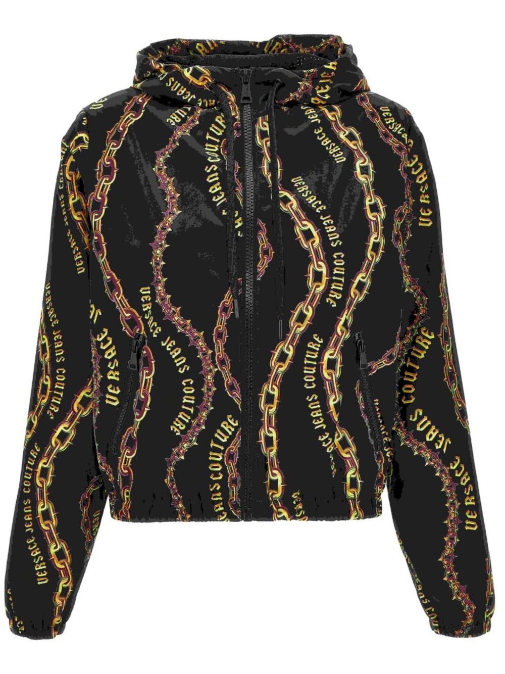 Versace Jeans Couture Chain Couture 拉链连帽衫 - 黑色
