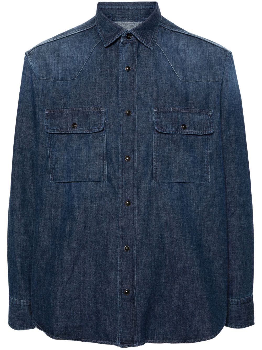 Brioni 棉牛仔衬衫 - 蓝色