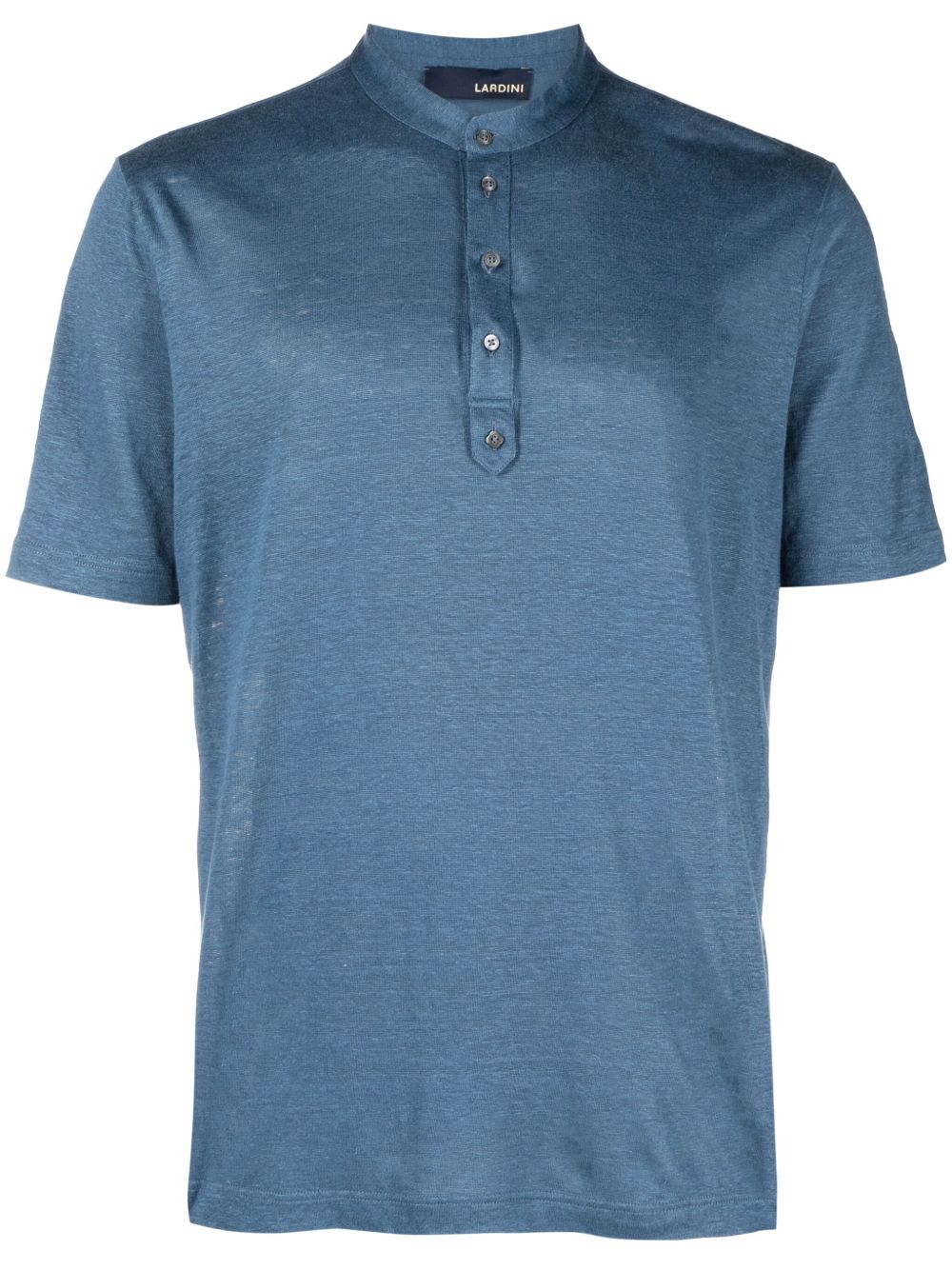 Lardini logo吊牌亚麻polo衫 - 蓝色