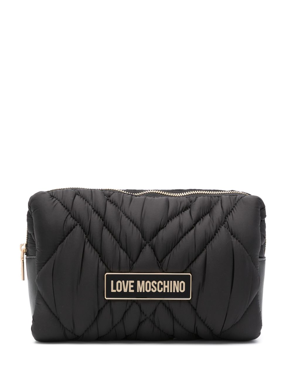 Love Moschino logo标牌化妆包 - 黑色