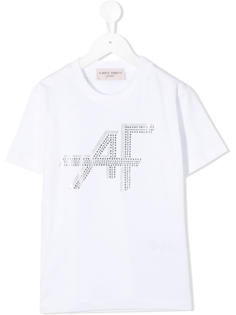 Alberta Ferretti Kids 水钻logo印花T恤 - 白色