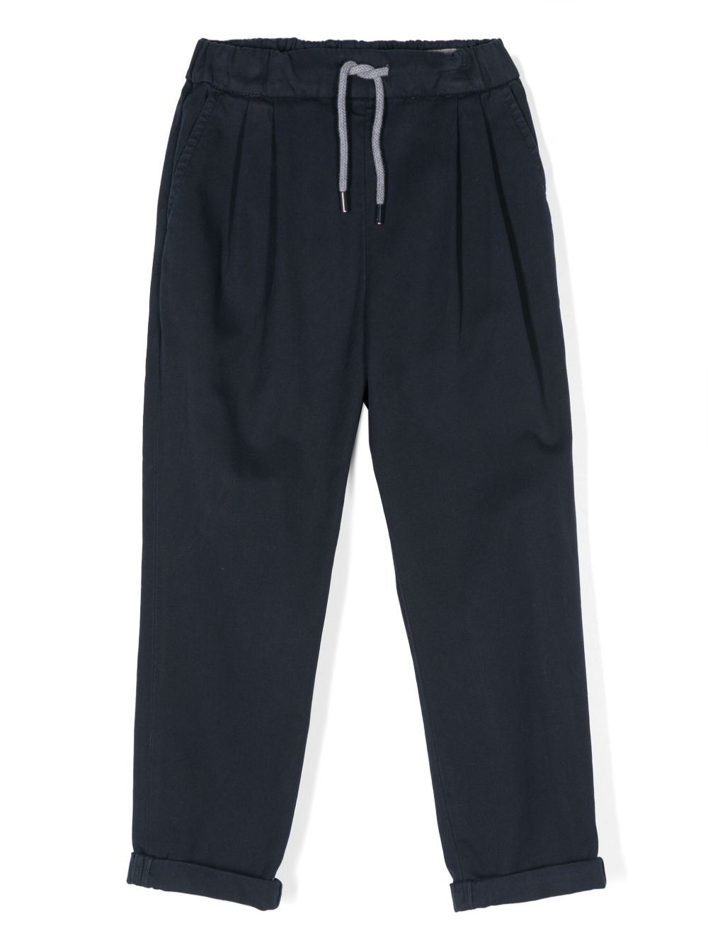 Brunello Cucinelli Kids 抽绳卡其裤 - 蓝色