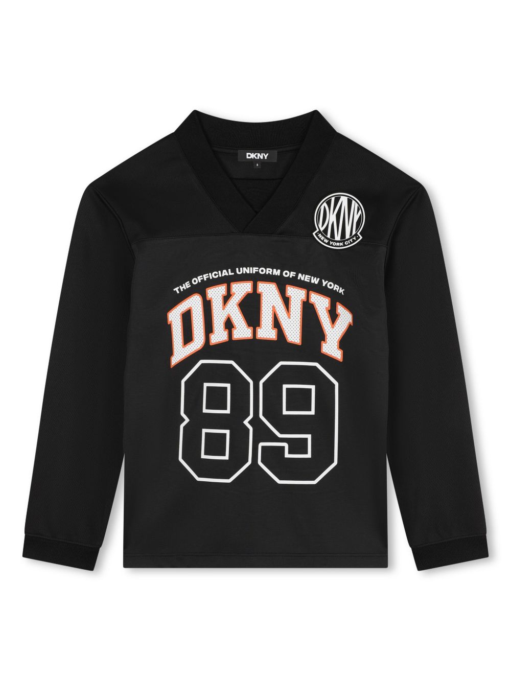 Dkny Kids logo印花V领长袖T恤 - 黑色