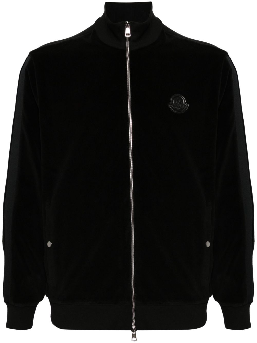Moncler logo贴花雪尼尔卫衣 - 黑色