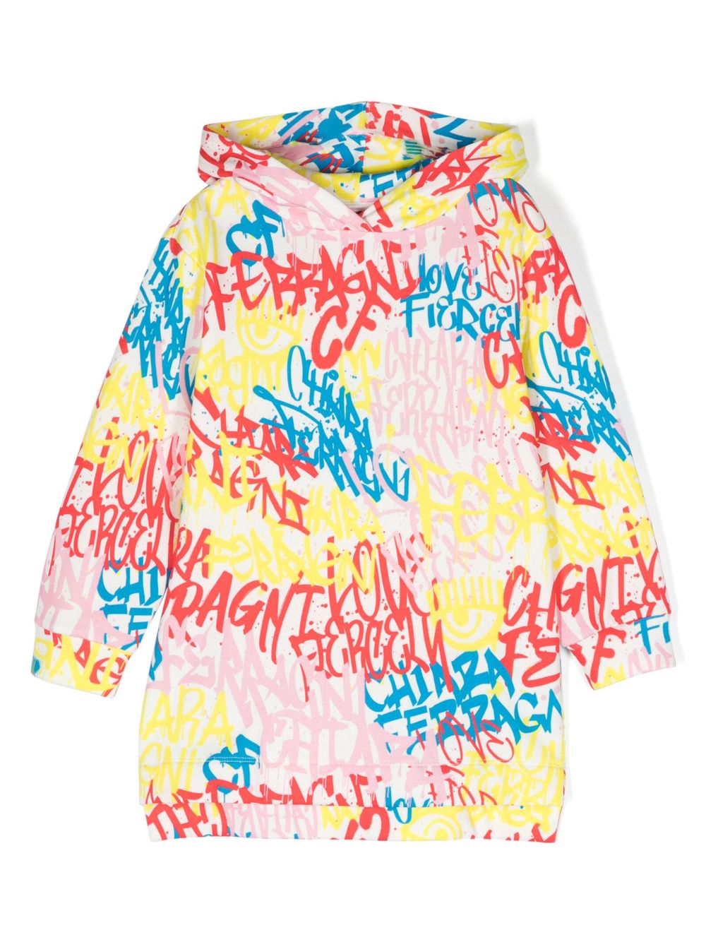 Chiara Ferragni Kids logo印花连帽连衣裙 - 白色