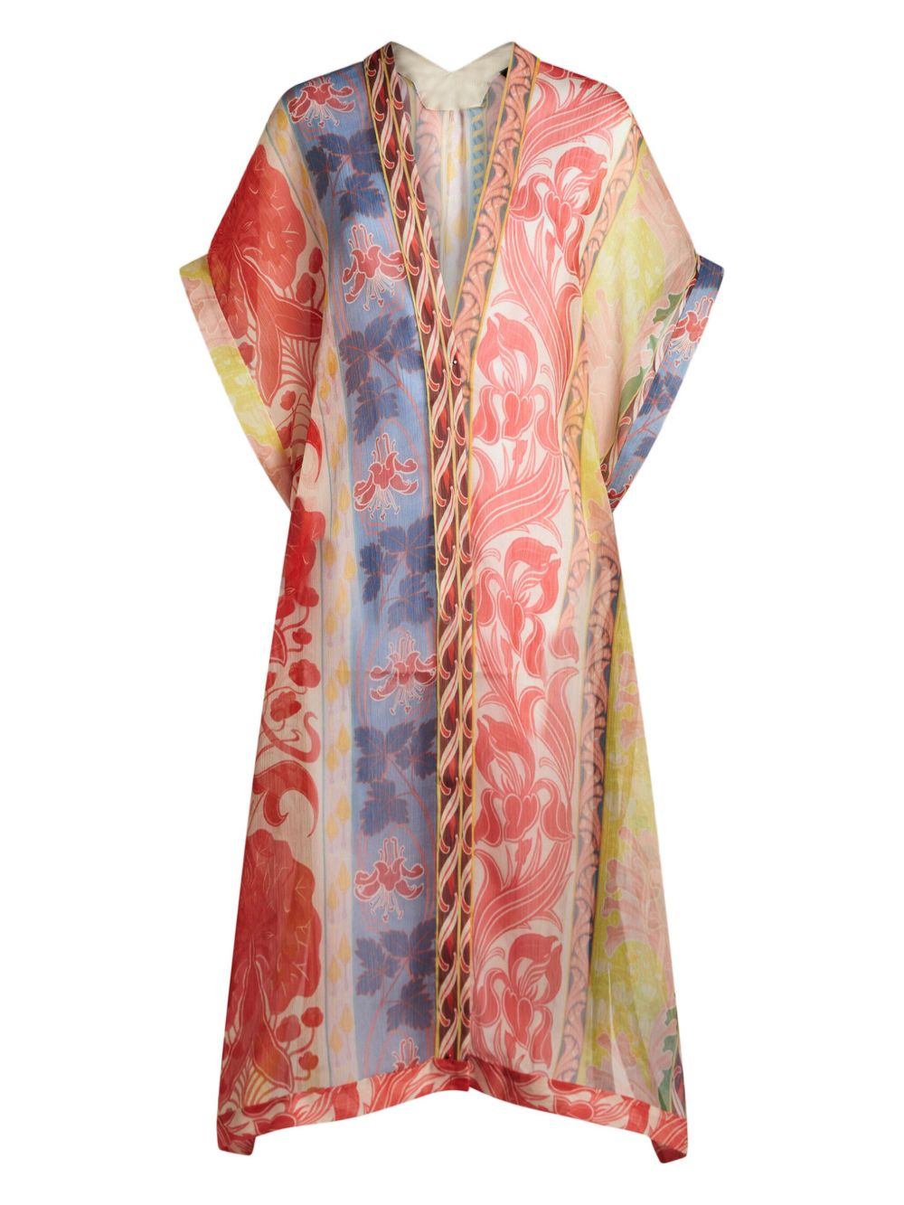 ETRO 图案印花绉纱长罩衫裙 - 白色