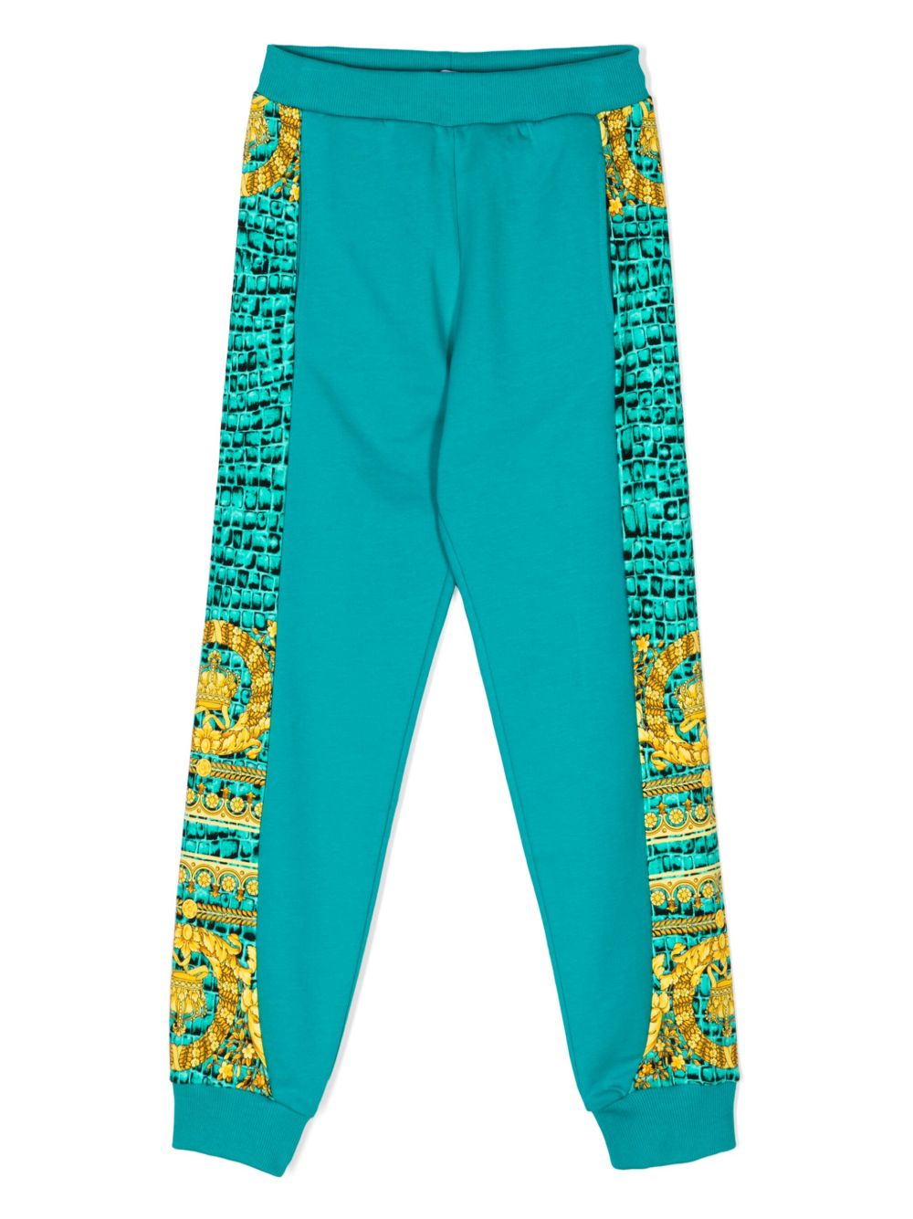 Versace Kids 袢带细节棉质运动裤 - 绿色