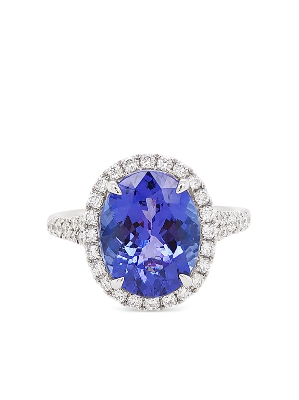 HYT Jewelry 铂金钻石坦桑石戒指 - 蓝色