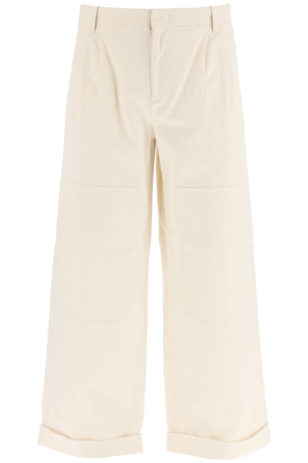 Etro Melange Ivory Stretch Cotton Wide-leg Pant