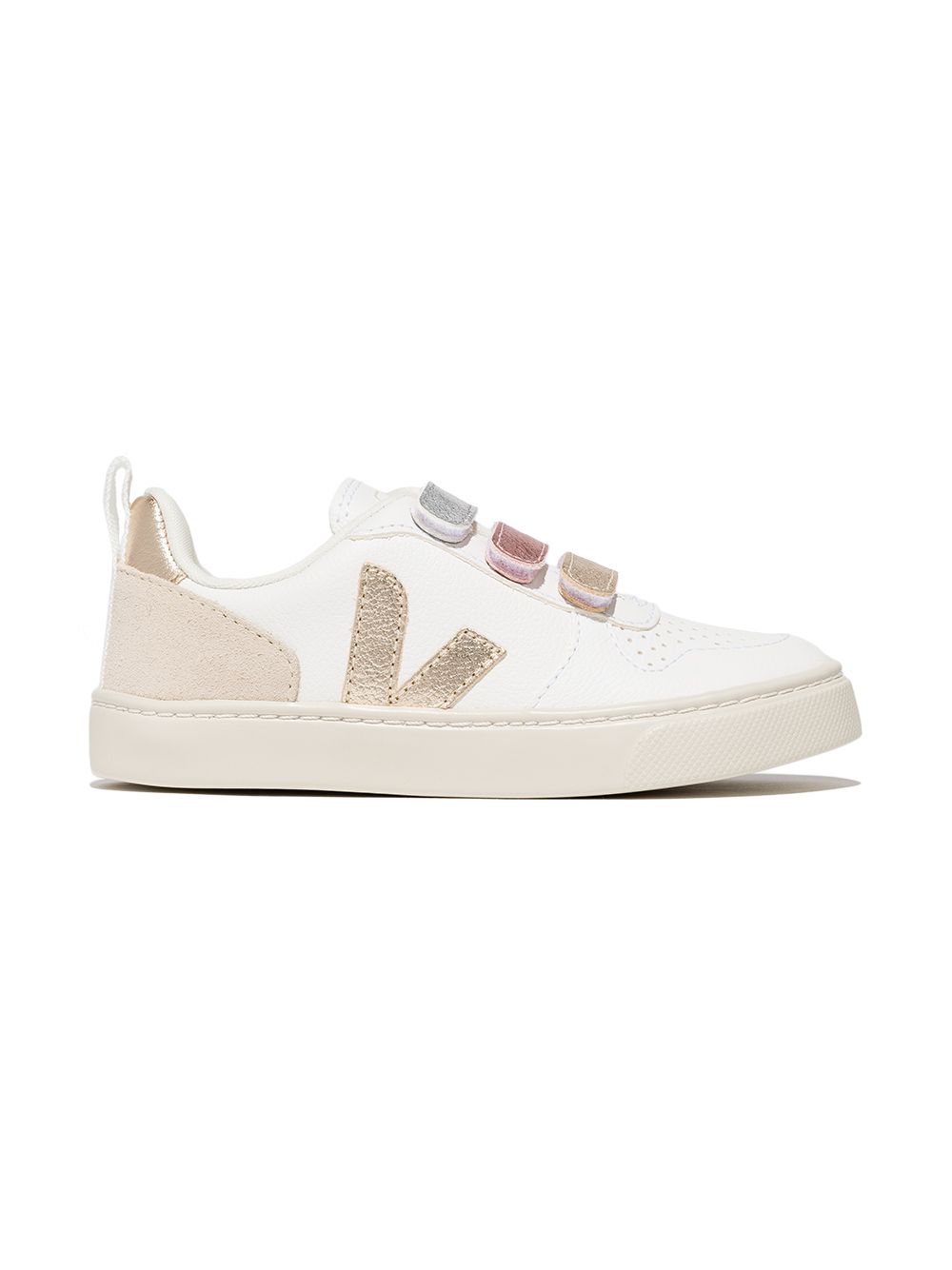 VEJA Kids V-10 金属感板鞋 - 白色